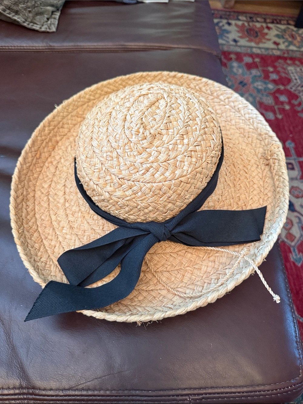 Helen Kaminski Natural Straw Sun Hat with Black Band - Picture 2 of 8